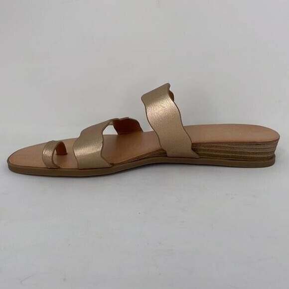 Kensie Sandals NWOT Arjuna Slip On Strap Square Toe Wedge Heel Gold Size 7.5 - Picture 8 of 11